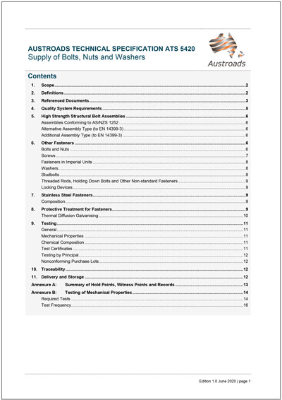 Cover of Supply of Bolts, Nuts and Washers