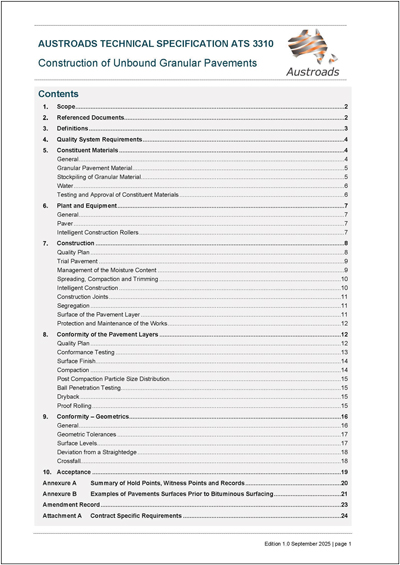 Cover of Construction of Unbound Granular Pavements