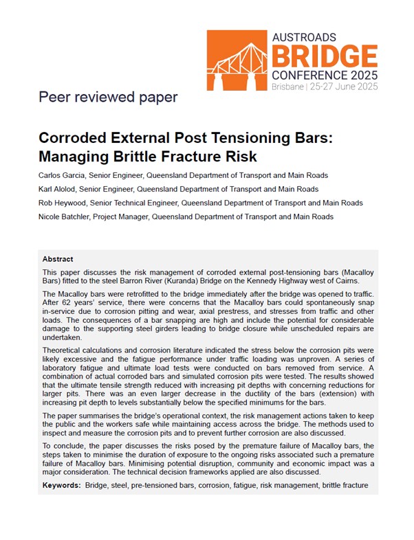Cover of Corroded External Post Tensioning Bars Managing Brittle Fracture Risk