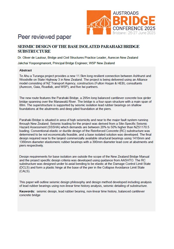 Cover of Seismic Design of the Base Isolated Parahaki Bridge Substructure