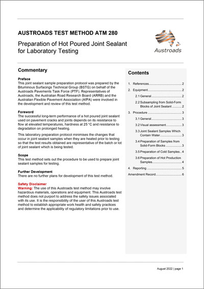 Cover of Preparation of Hot Poured Joint Sealant for Laboratory Testing