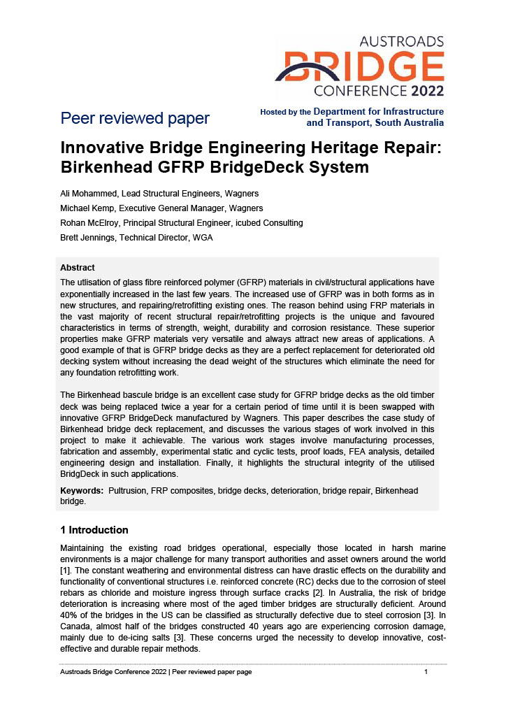 Cover of Innovative Bridge Engineering Heritage Repair: Birkenhead GFRP BridgeDeck System