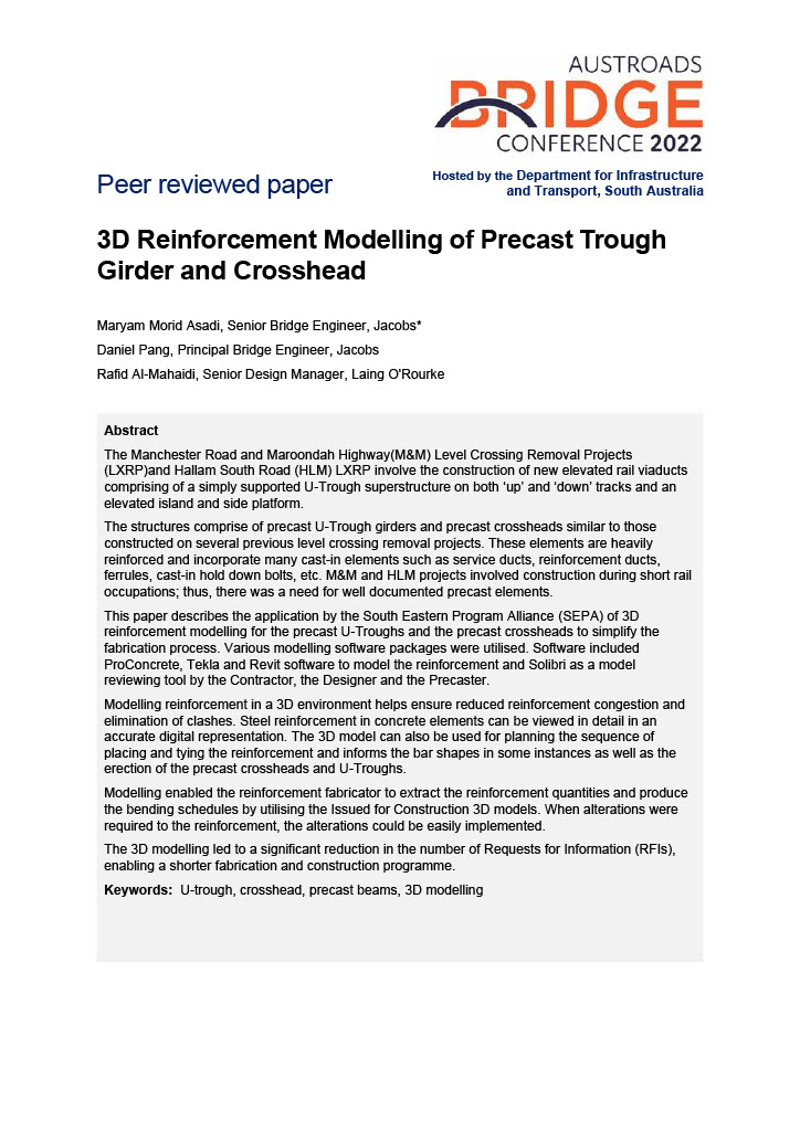 Cover of 3D Reinforcement Modelling of Precast Trough Girder and Crosshead
