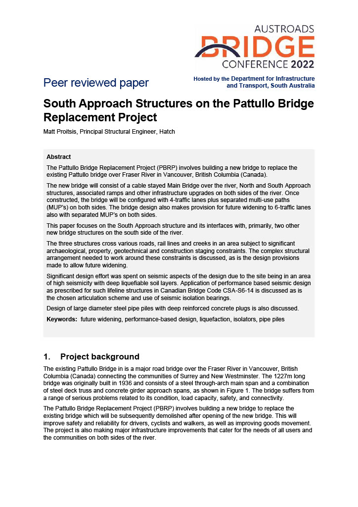 Cover of South Approach Structures on the Pattullo Bridge Replacement Project
