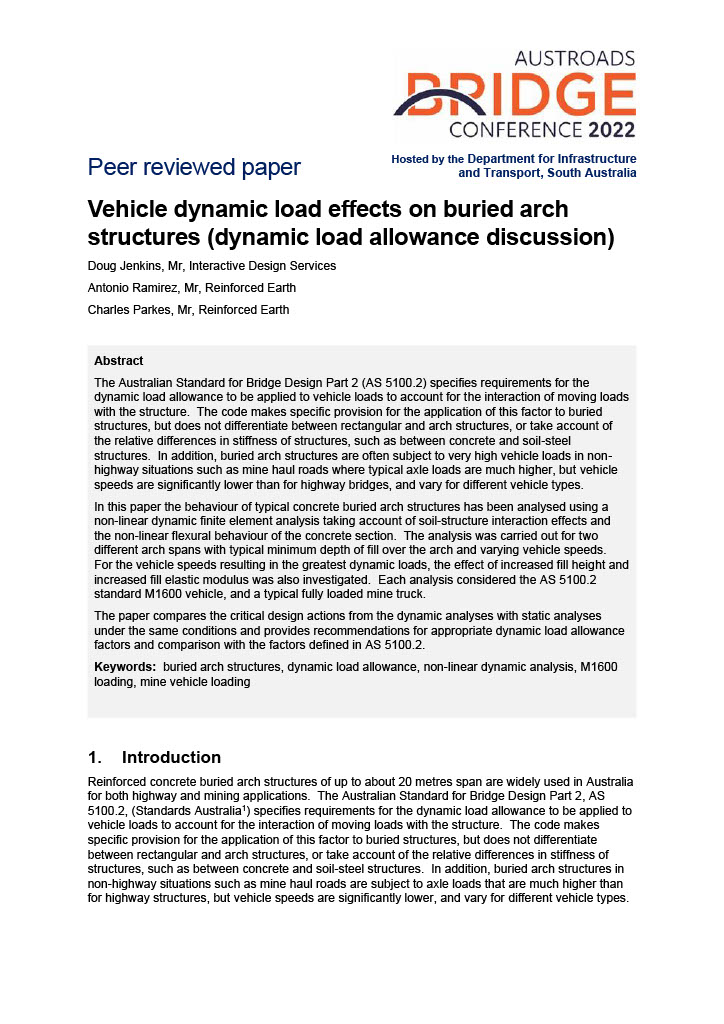 Cover of Vehicle dynamic load effects on buried arch structures (dynamic load allowance discussion)