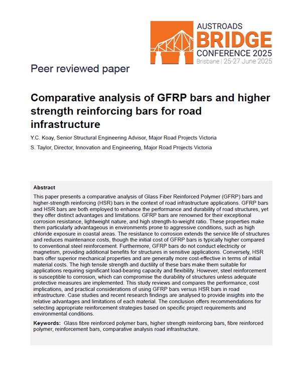 Cover of Comparative Analysis of GFRP Bars and Higher Strength Reinforcing Bars for Road Infrastructure