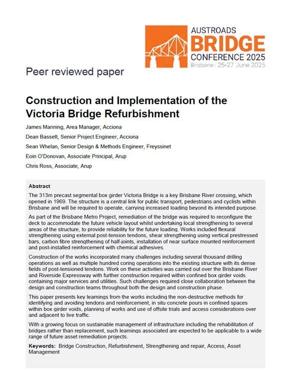 Cover of Construction and Implementation of the Victoria Bridge Refurbishment