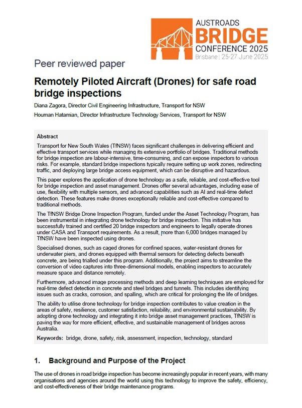 Cover of Remotely Piloted Aircraft (Drones) for Safe Road Bridge Inspections