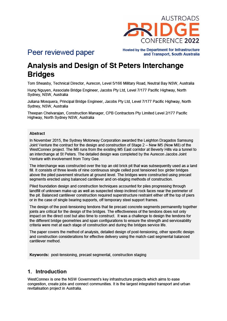 Cover of Analysis and Design of St Peters Interchange Bridges