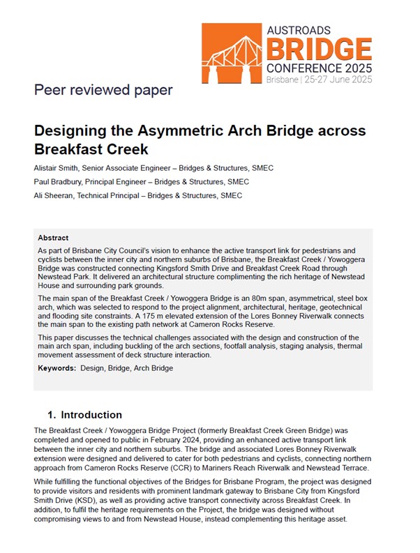 Cover of Designing the Asymmetric Arch Bridge Across Breakfast Creek
