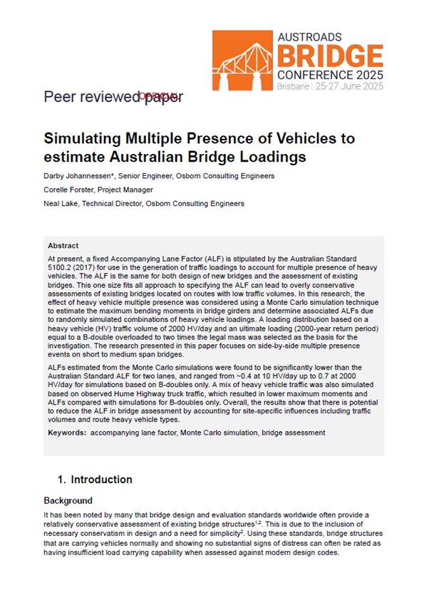 Cover of Simulating Multiple Presence of Vehicles to Estimate Australian Bridge Loadings