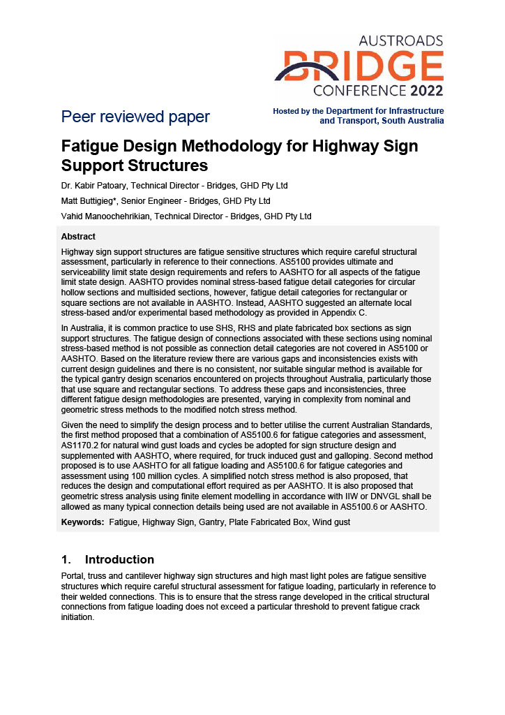 Cover of Fatigue Design Methodology for Highway Sign Support Structures