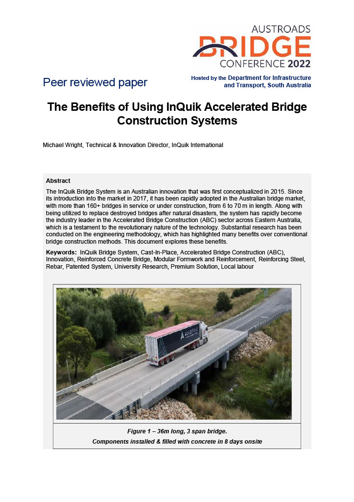 Cover of The Benefits of Using InQuik Accelerated Bridge Construction Systems