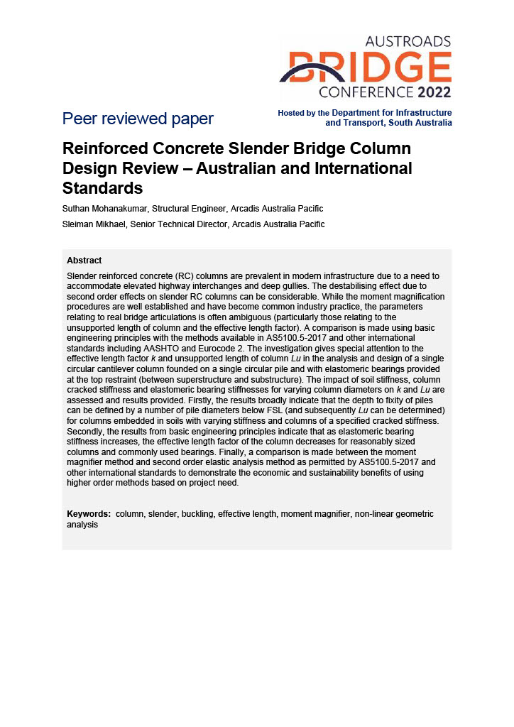 Cover of Reinforced Concrete Slender Bridge Column Design Review - Australian and International Standards