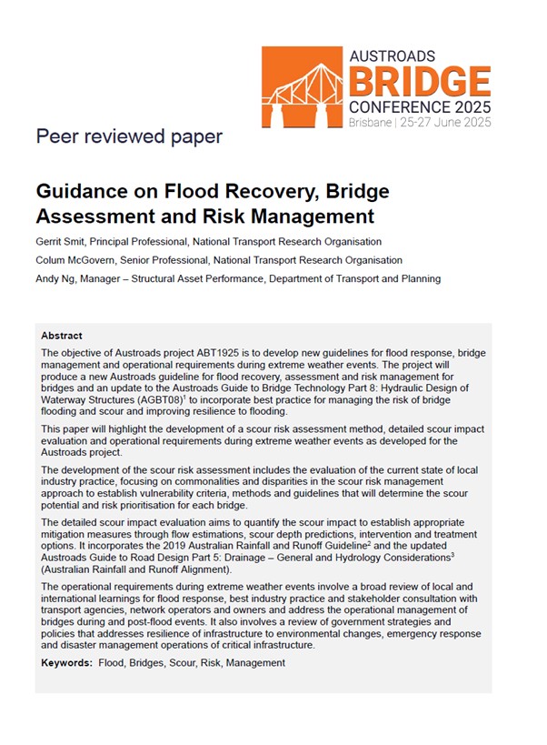 Cover of Guidance on Flood Recovery, Bridge Assessment and Risk Management