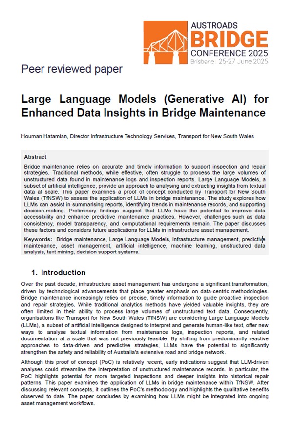 Cover of Large Language Models (Generative AI) for Enhanced Data Insights in Bridge Maintenance