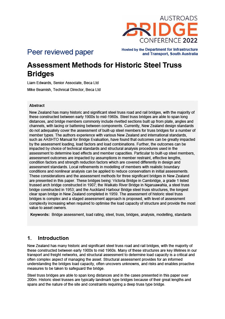 Cover of Assessment Methods for Historic Steel Truss Bridges