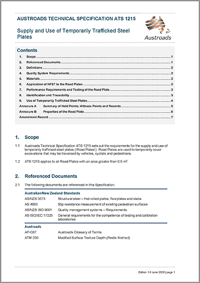 Cover of Supply and Use of Temporarily Trafficked Steel Plates