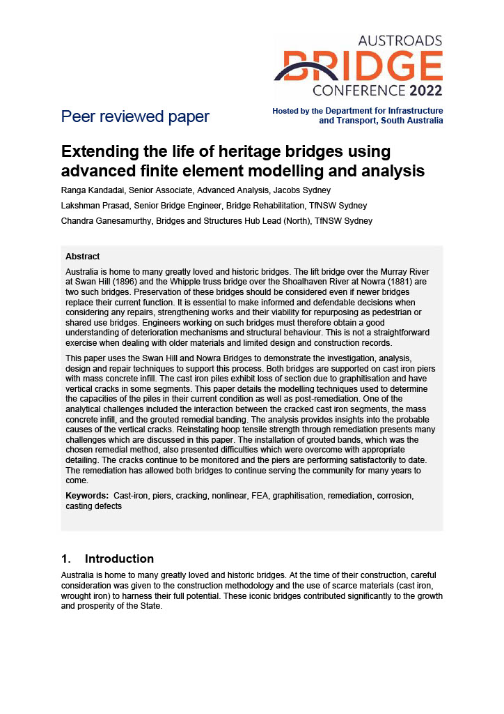 Cover of Extending the life of heritage bridges using advanced finite element modelling and analysis