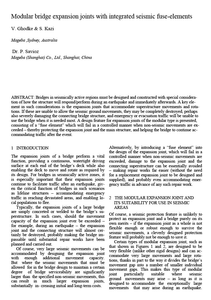 Cover of Modular bridge expansion joints with integrated seismic fuse-elements