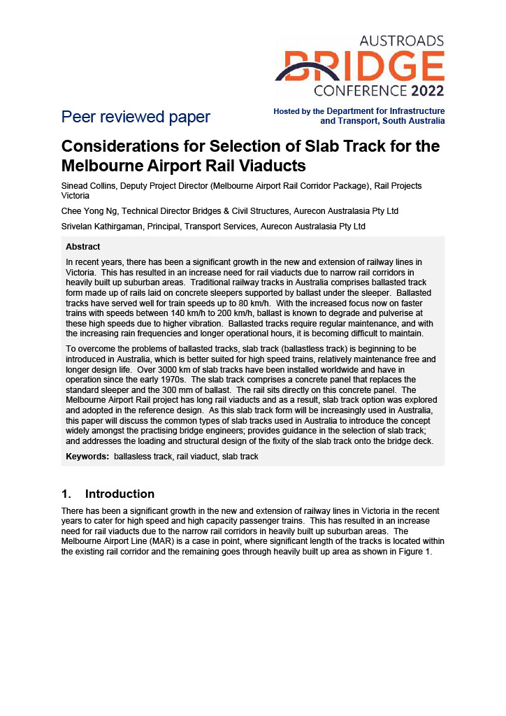 Cover of Considerations for Selection of Slab Track for the Melbourne Airport Rail Viaducts