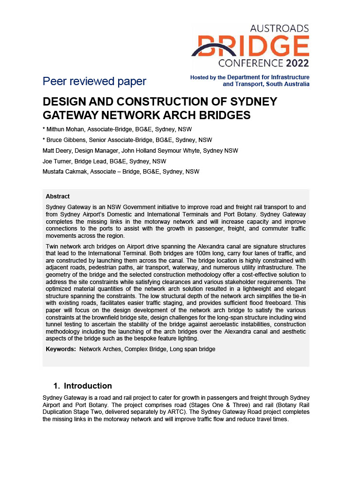 Cover of Design and construction of sydney gateway network arch bridges