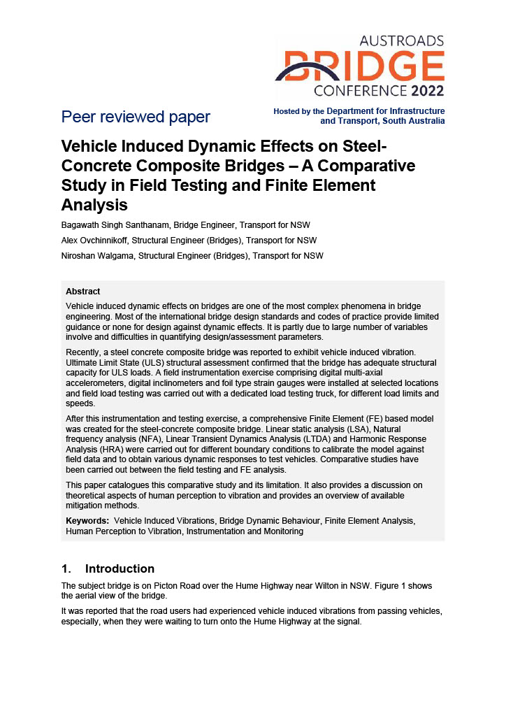 Cover of Vehicle Induced Dynamic Effects on Steel-Concrete Composite Bridges – A Comparative Study in Field Testing and Finite Element Analysis