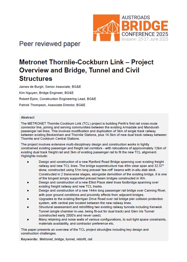 Cover of Metronet Thornlie-Cockburn Link – Project Overview and Bridge, Tunnel and Civil Structures