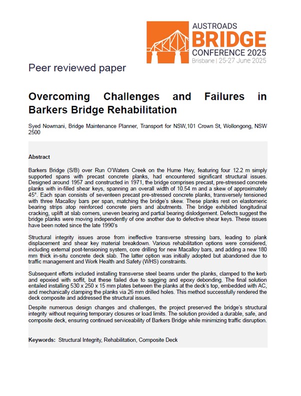 Cover of Overcoming Challenges and Failures in Barkers Bridge Rehabilitation