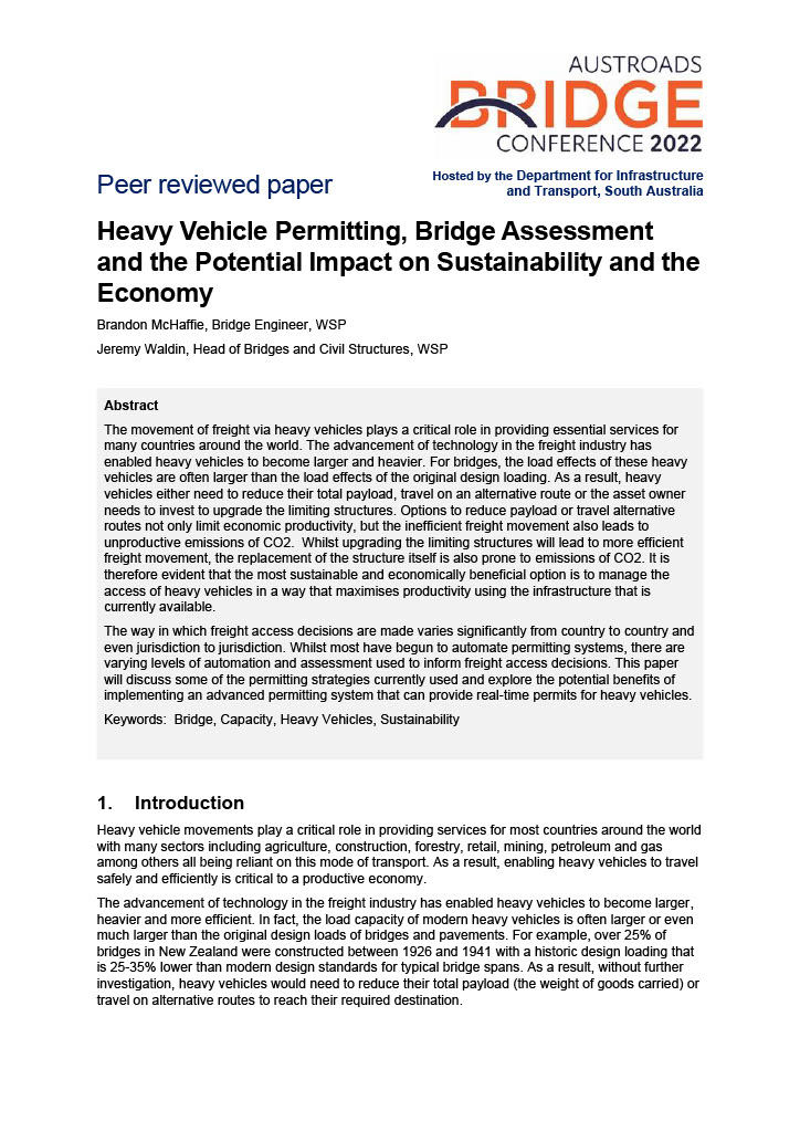 Cover of Heavy Vehicle Permitting, Bridge Assessment and the Potential Impact on Sustainability and the Economy