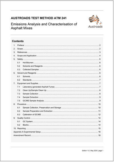 Cover of Emissions Analysis and Characterisation of Asphalt Mixes