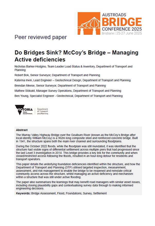 Cover of Do Bridges Sink? McCoy’s Bridge – Managing Active Deficiencies