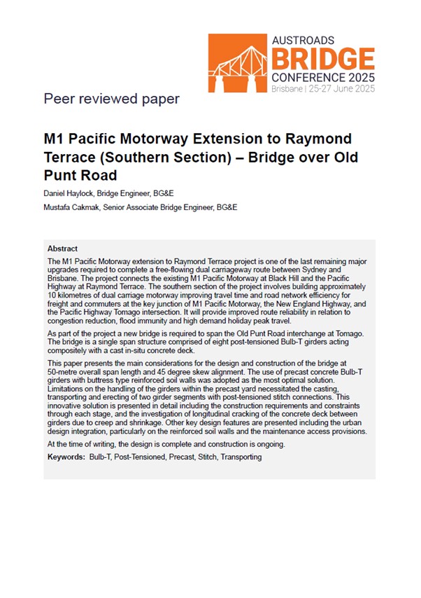 Cover of M1 Pacific Motorway Extension to Raymond Terrace (Southern Section) – Bridge Over Old Punt Road