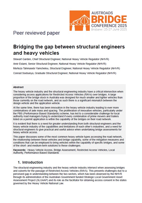 Cover of Bridging the Gap Between Structural Engineers and Heavy Vehicles