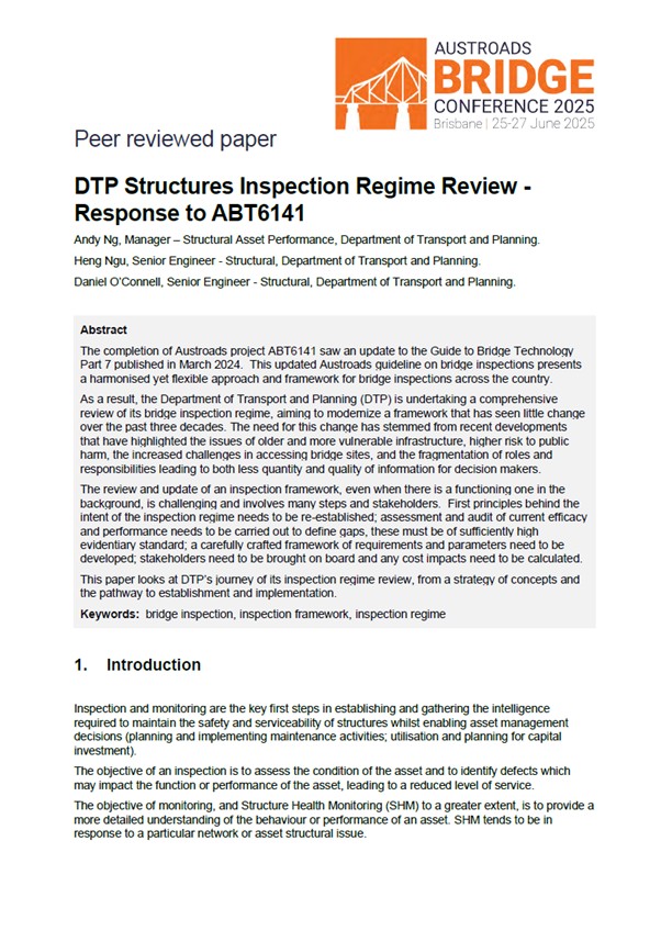 Cover of DTP Structures Inspection Regime Review – Response to ABT6141