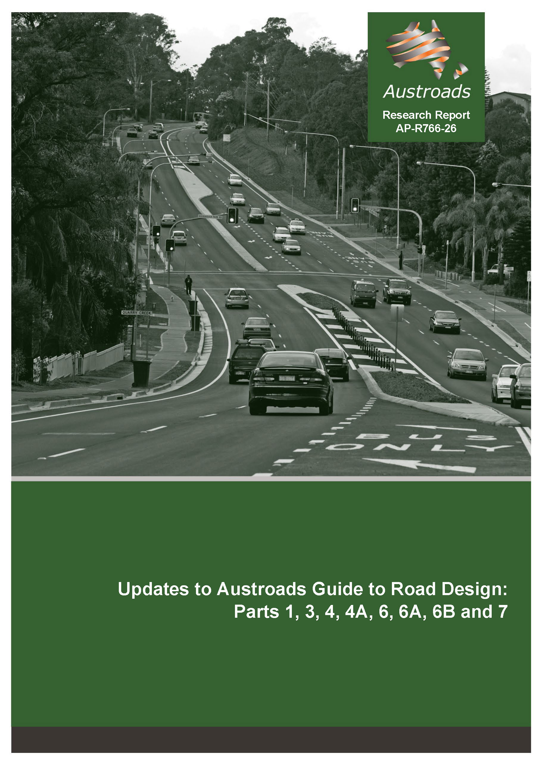 Cover of Updates to Austroads Guide to Road Design: Parts 1, 3, 4, 4A, 6, 6A, 6B and 7