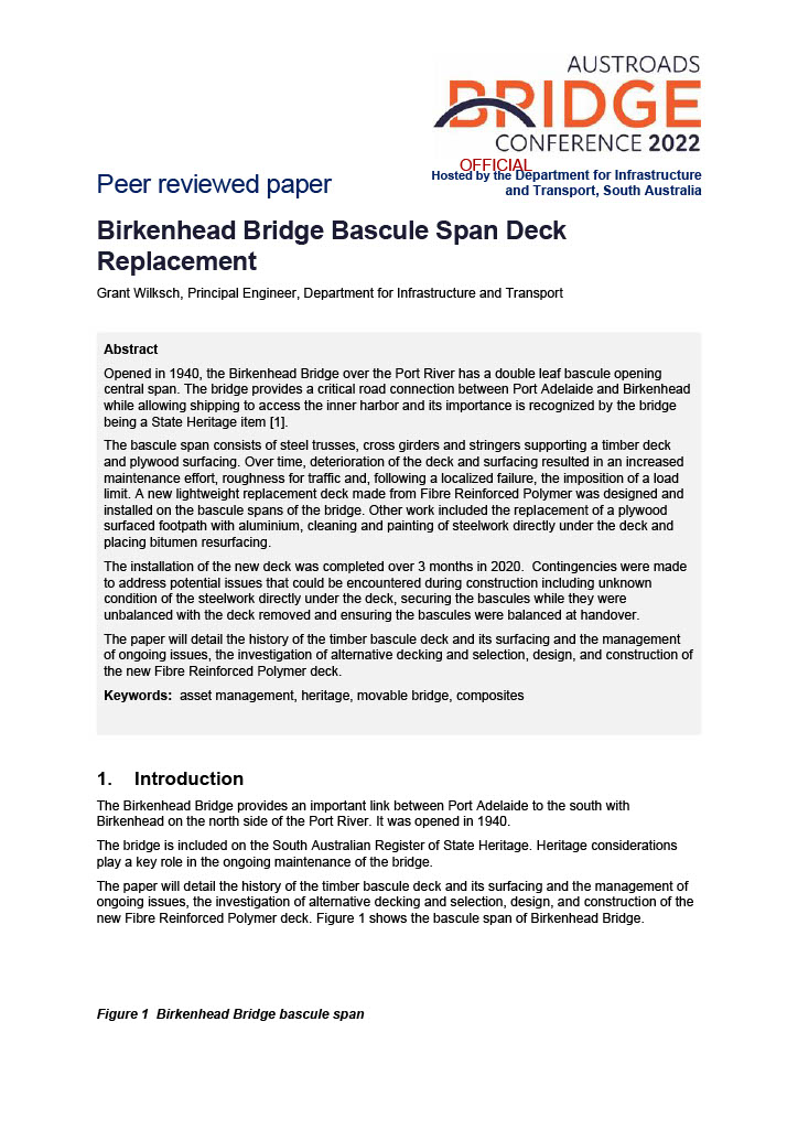 Cover of Birkenhead Bridge Bascule Span Deck Replacement