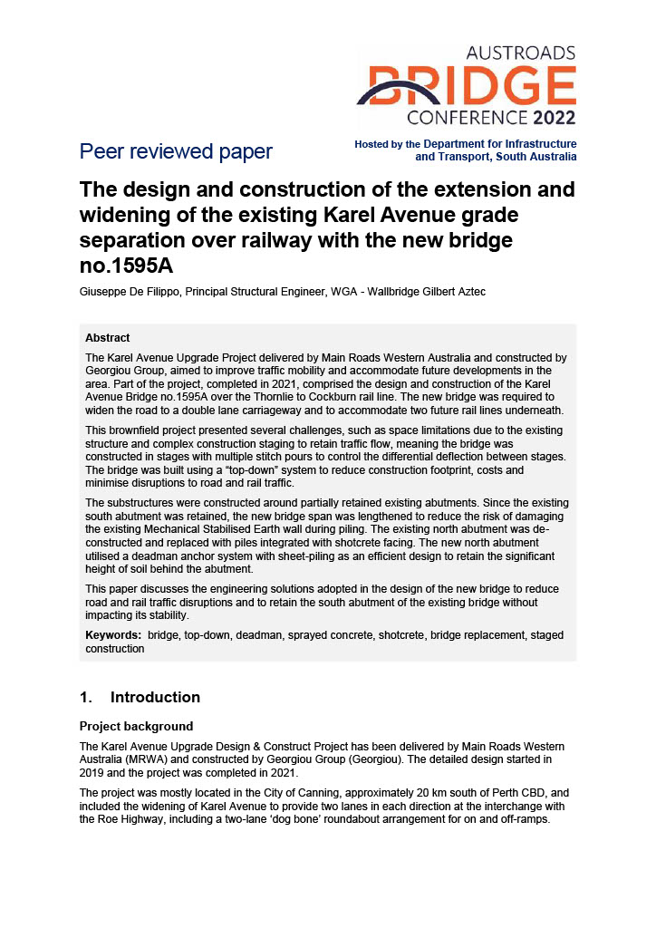 Cover of The design and construction of the extension and widening of the existing Karel Avenue grade separation over railway with the new bridge no.1595A