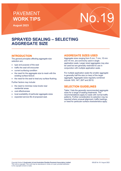 Cover of Sprayed Sealing – Selecting Aggregate Size
