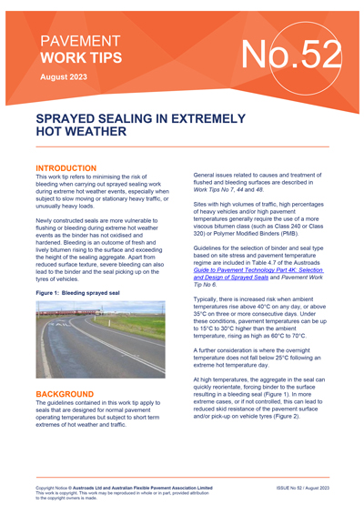 Cover of Sprayed Sealing in Extremely Hot Weather