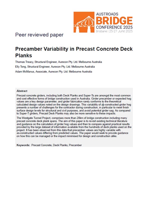 Cover of Precamber Variability of Precast Concrete Deck Planks