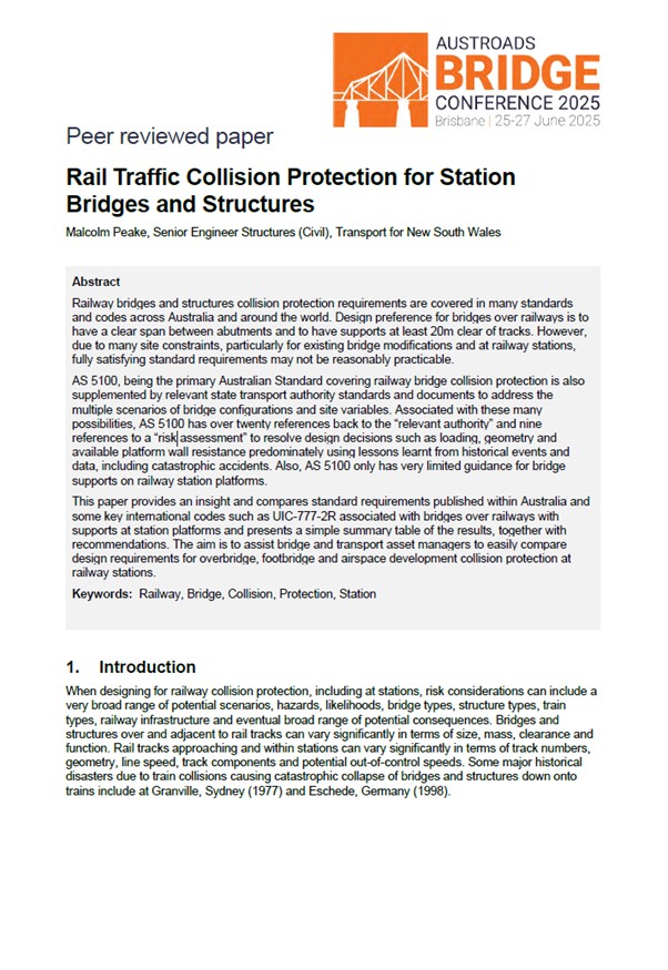 Cover of Rail Traffic Collision Protection for Station Bridges and Structures