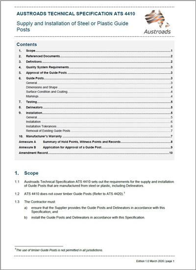 Cover of Supply and Installation of Steel or Plastic Guide Posts