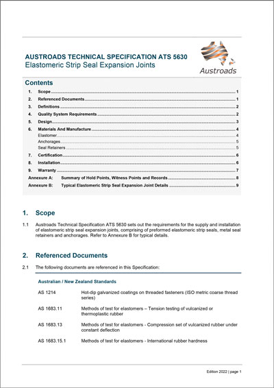 Cover of Elastomeric Strip Seal Expansion Joints