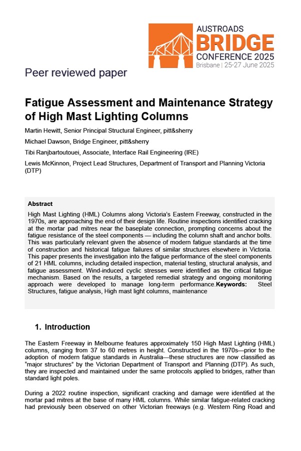 Cover of Fatigue Assessment and Maintenance Strategy of High Mast Lighting Columns