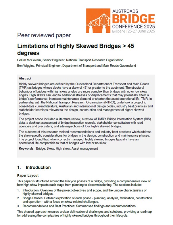 Cover of Limitations of Highly Skewed Bridges > 45 degrees