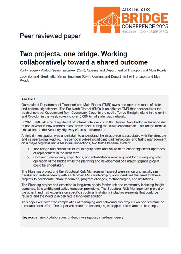 Cover of Two Projects, One Bridge: Working Collaboratively Toward a Shared Outcome