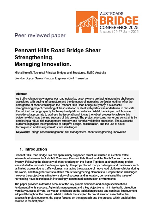 Cover of Pennant Hills Road Bridge Shear Strengthening: Managing Innovation