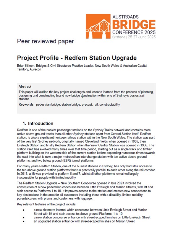 Cover of Project Profile – Redfern Station Upgrade