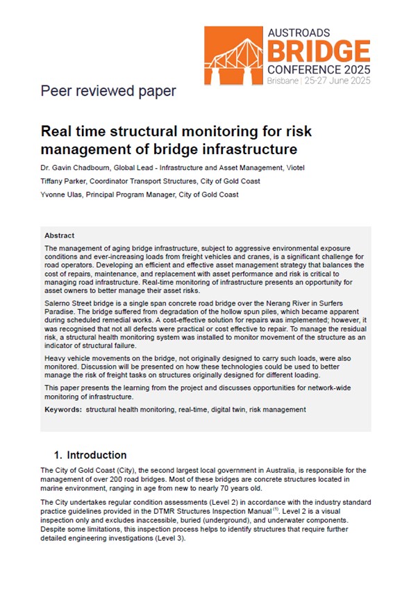 Cover of Real Time Structural Monitoring for Risk Management of Bridge Infrastructure
